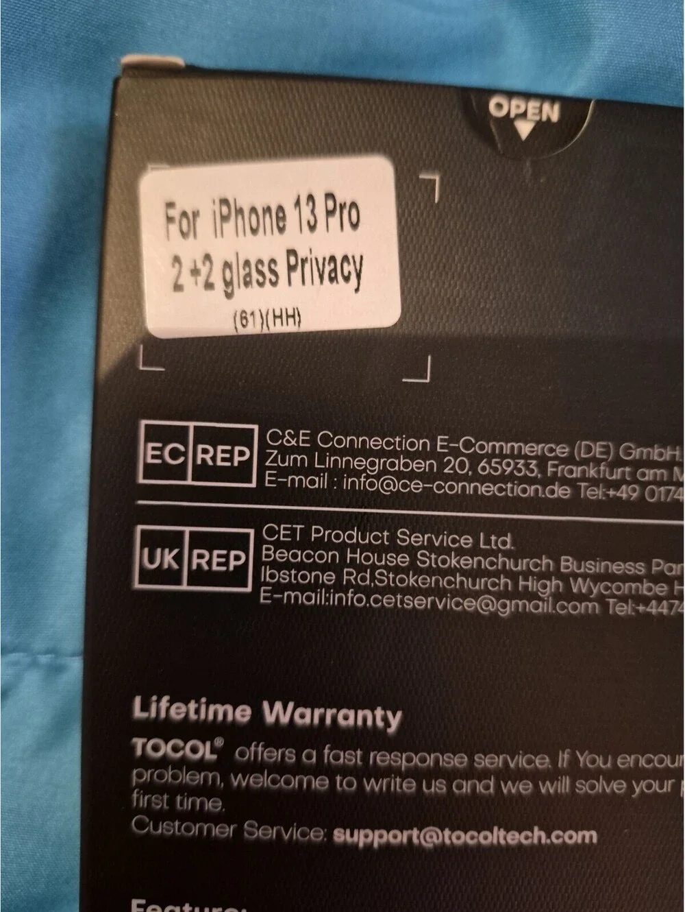 TOCOL Tempered Glass Privacy Screen iPhone 13 Pro One Privacy Screen To Lens P